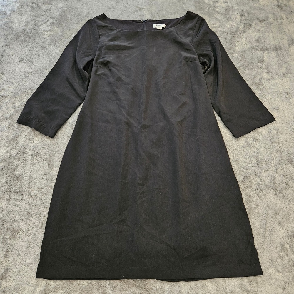 Old Navy Womens Black 3/4 Sleeve Boat Neck Shift Dress Petite Small SP